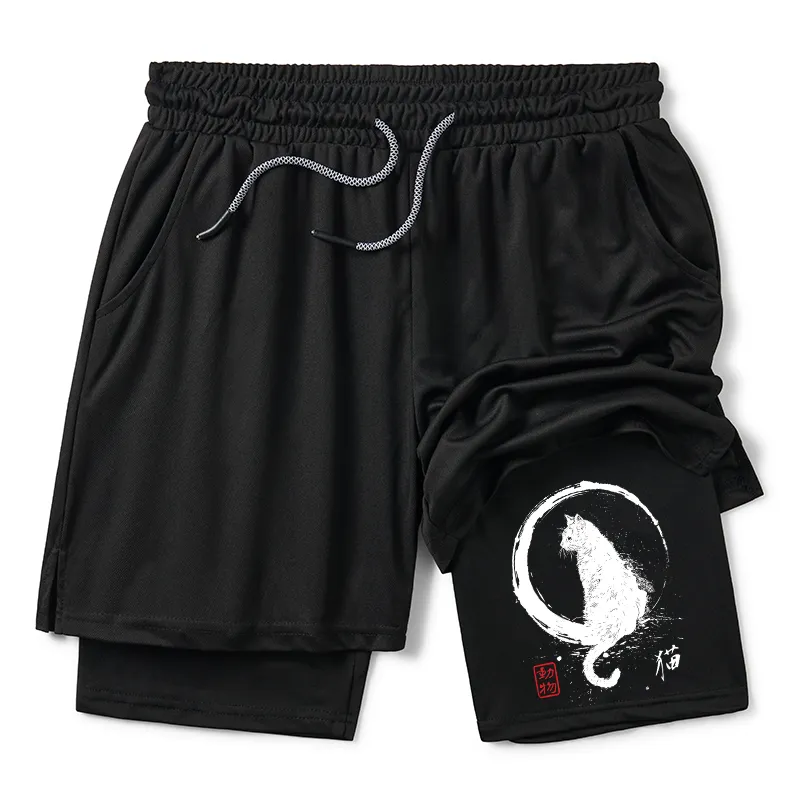 Tokyo-Tiger Retro Japanese Black Cat Training Shorts Sale