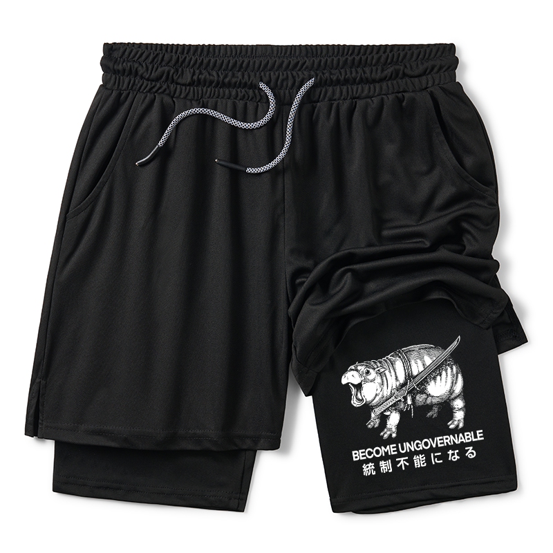 Tokyo-Tiger Moo Deng Carrying A Samurai Sword Training Shorts