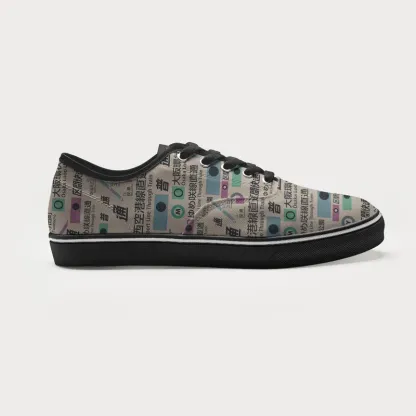 Tokyo-Tiger Japanese Train Routes Canvas Shoes