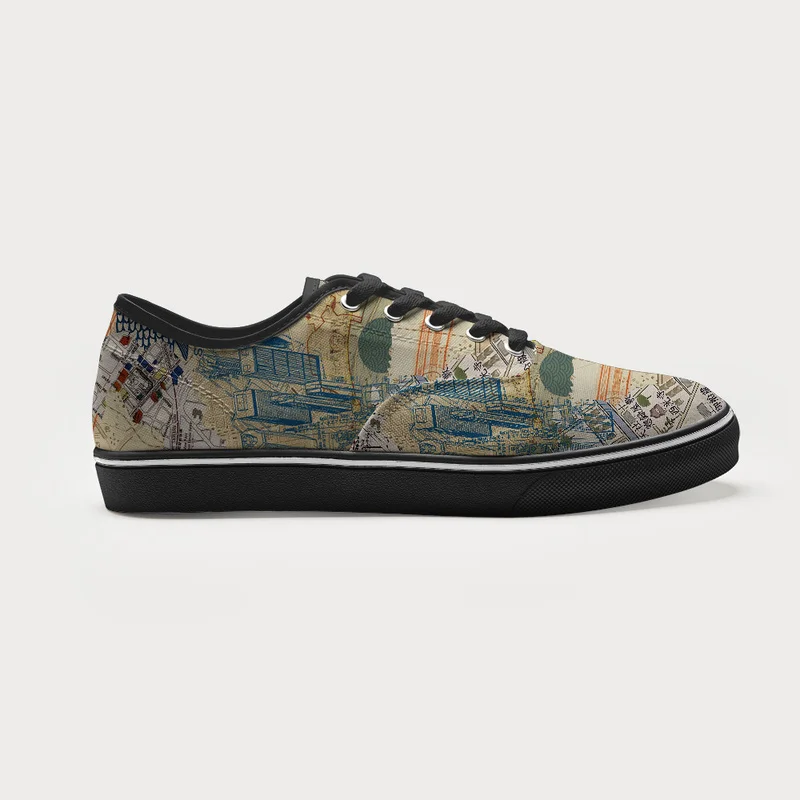 Tokyo-Tiger Old Tokyo Maps Canvas Shoes