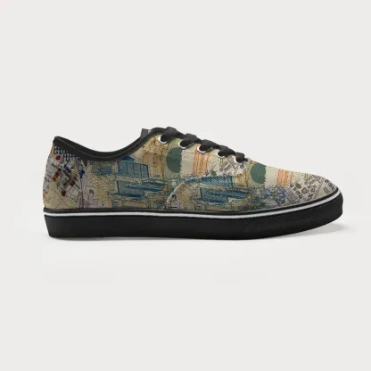 Tokyo-Tiger Old Tokyo Maps Canvas Shoes