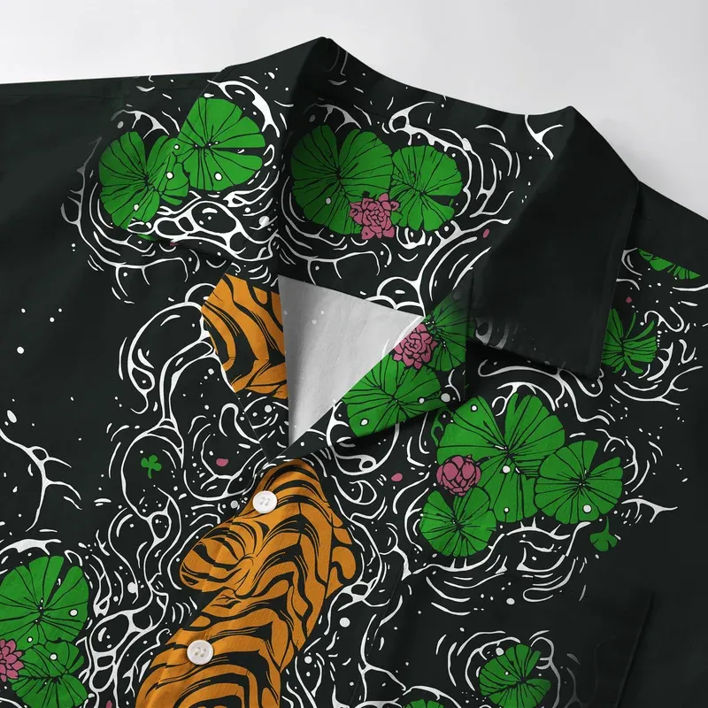 Tokyo-Tiger Fierce Tiger In The Pond Aloha Hawaiian Shirt