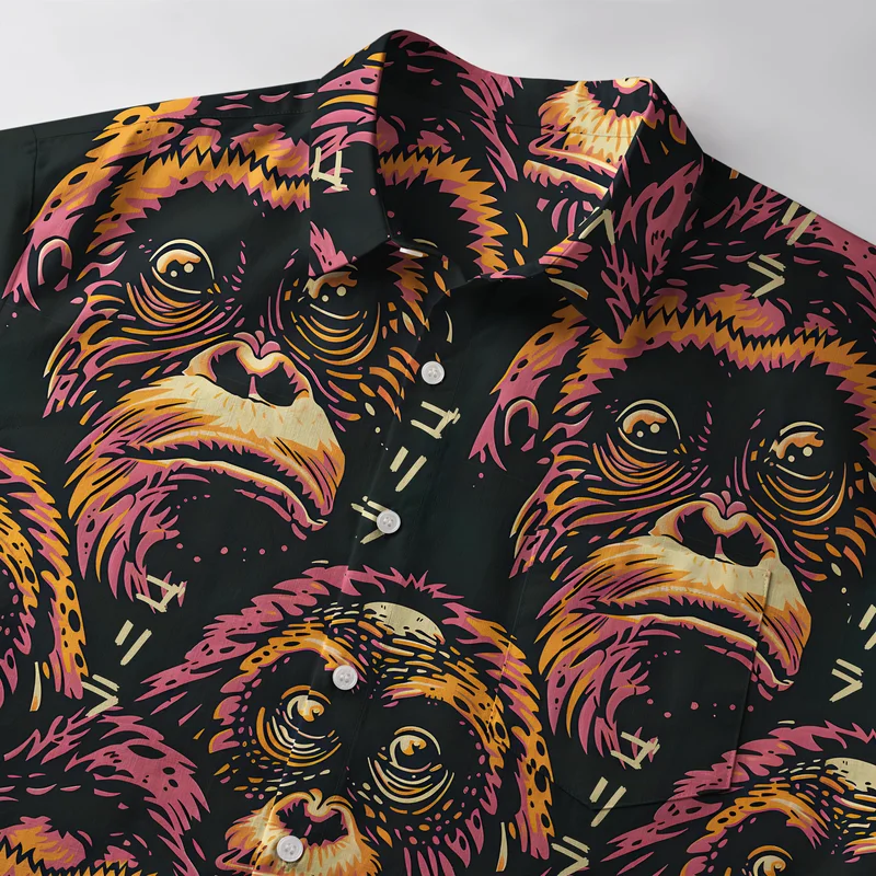 Tokyo-Tiger Mischievous Monkey Button-up Shirt