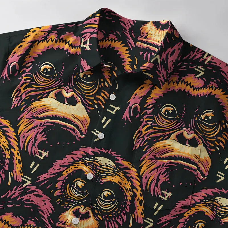 Tokyo-Tiger Mischievous Monkey Button-up Shirt