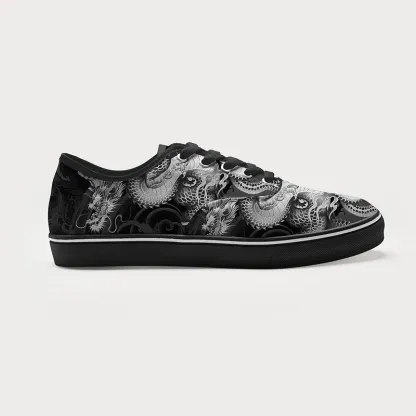 Tokyo-Tiger Majestic Dragon Entwined Canvas Shoes
