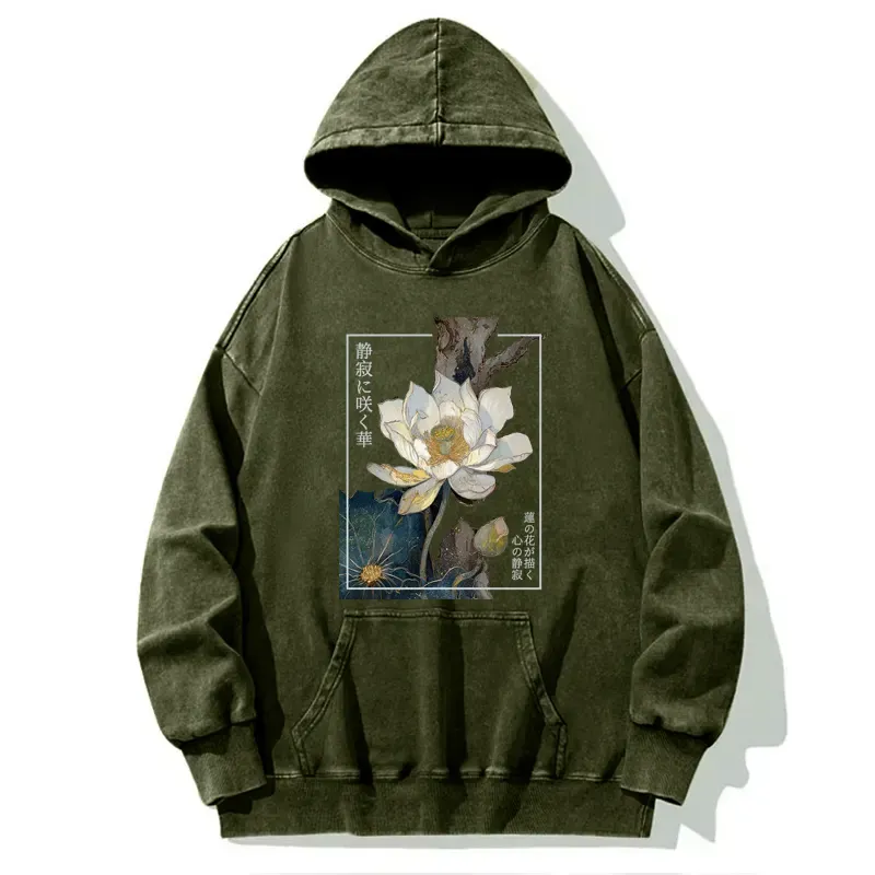 Tokyo-Tiger Blooming Lotus Japan Washed Hoodie