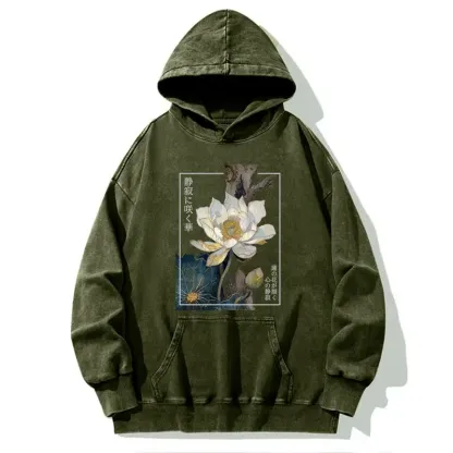 Tokyo-Tiger Blooming Lotus Japan Washed Hoodie