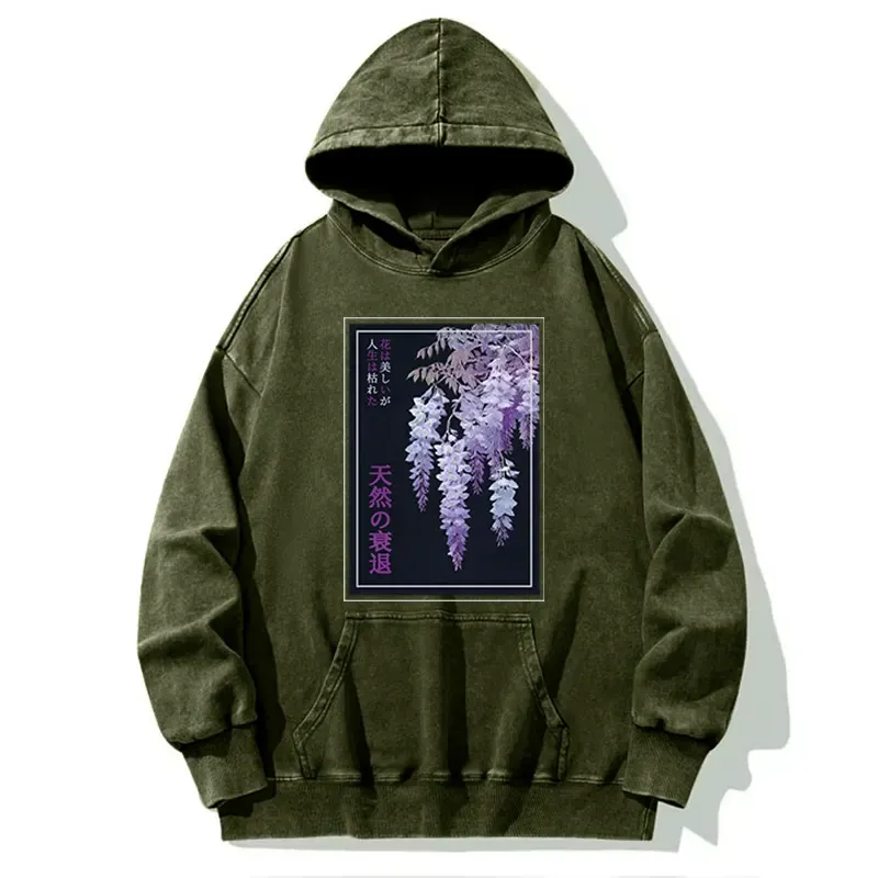 Tokyo-Tiger Wisteria Jpanese Flowers Poster Washed Hoodie