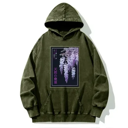 Tokyo-Tiger Wisteria Jpanese Flowers Poster Washed Hoodie