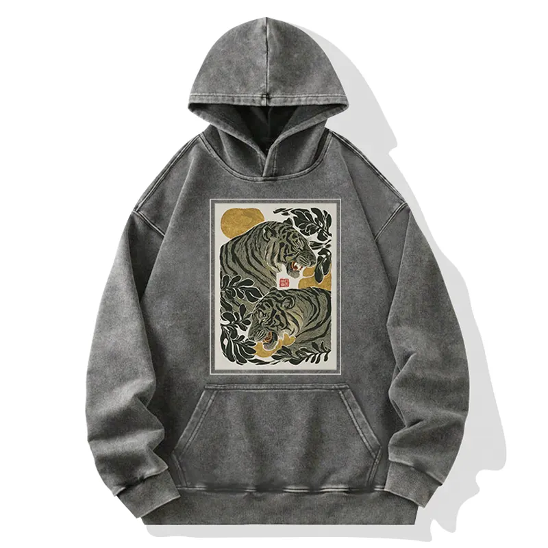 Tokyo-Tiger Woodcut Tiger Washed Hoodie