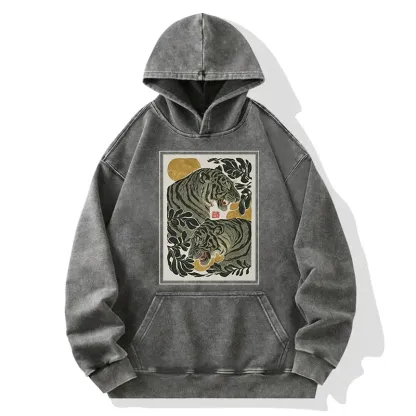 Tokyo-Tiger Woodcut Tiger Washed Hoodie
