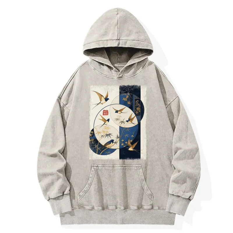 Tokyo-Tiger Swallows Among The Bamboo Washed Hoodie