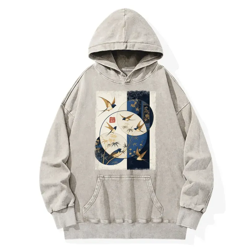 Tokyo-Tiger Swallows Among The Bamboo Washed Hoodie