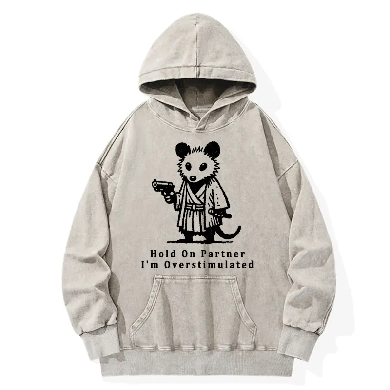 Tokyo-Tiger Funny Possum Samurai Washed Hoodie
