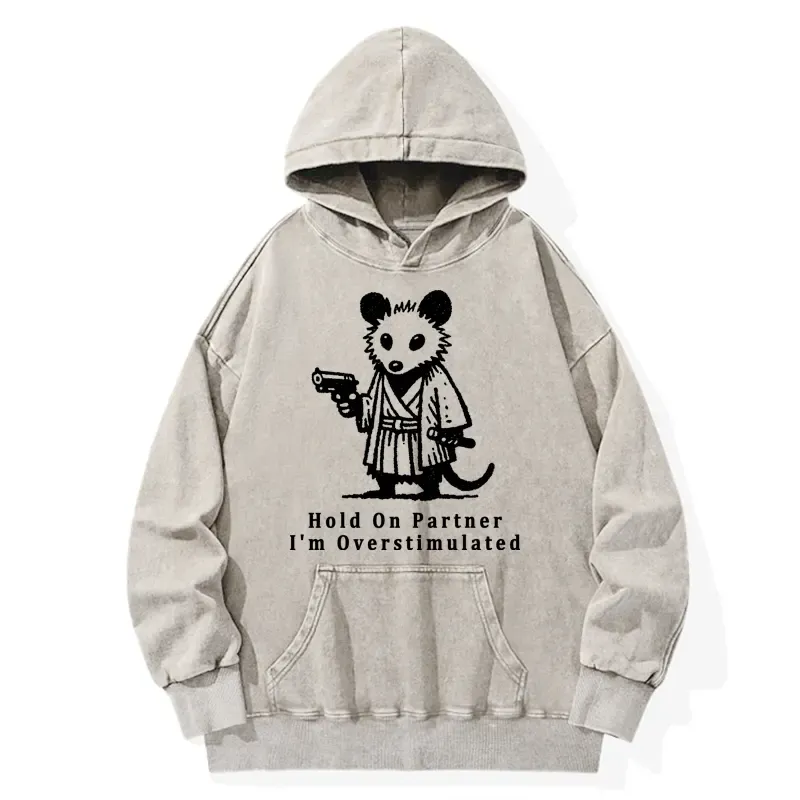 Tokyo-Tiger Funny Possum Samurai Washed Hoodie