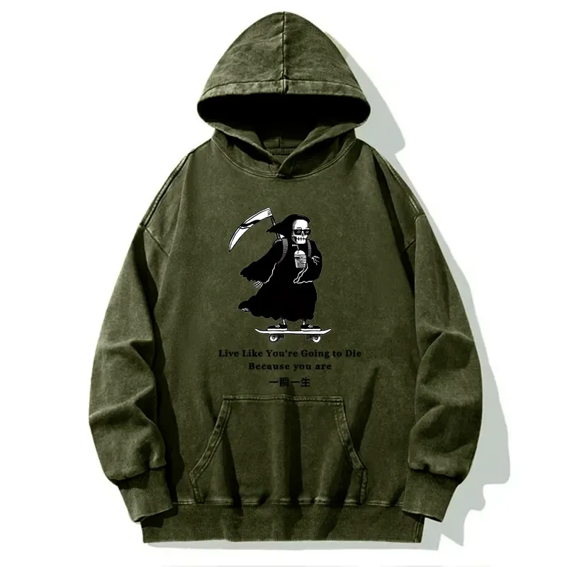 Tokyo-Tiger Death Skateboard Washed Hoodie