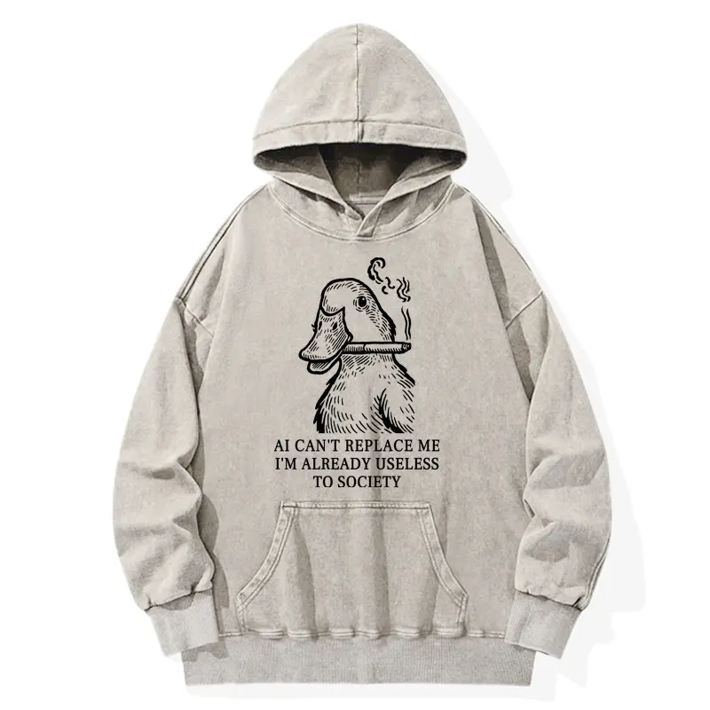 Tokyo-Tiger Smoking Duck Funny Washed Hoodie