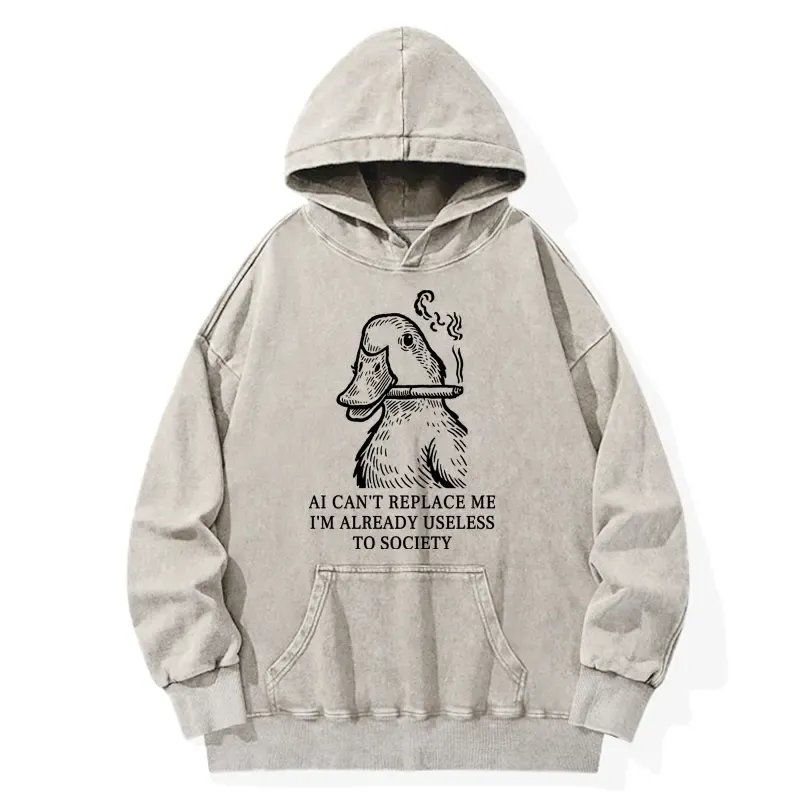 Tokyo-Tiger Smoking Duck Funny Washed Hoodie