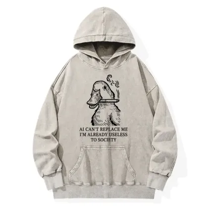Tokyo-Tiger Smoking Duck Funny Washed Hoodie
