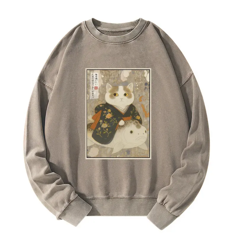 Tokyo-Tiger The Cat and the Art of Getting Lost Washed Sweatshirt