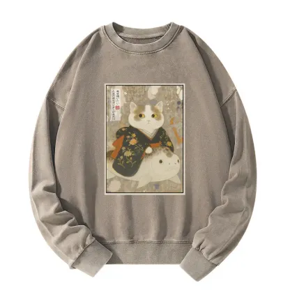 Tokyo-Tiger The Cat and the Art of Getting Lost Washed Sweatshirt