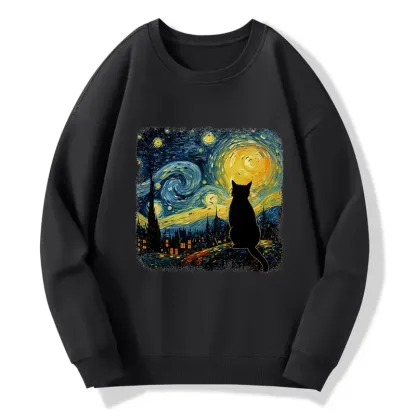Tokyo-Tiger The Starry Night Cat Classic Sweatshirt