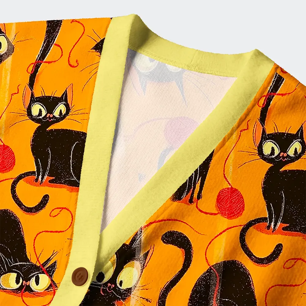 Tokyo-Tiger Prowling Cats And Tangled Threads Ugly Cardigan Sweater