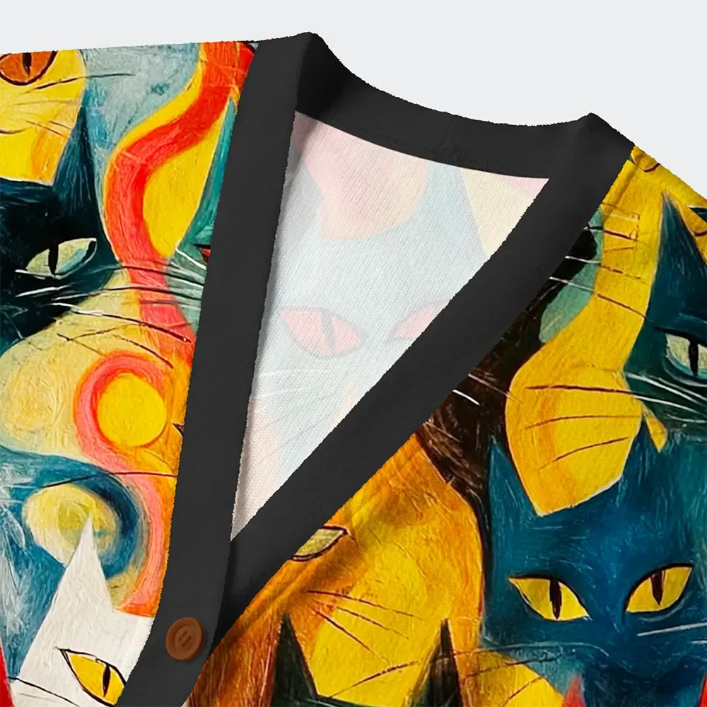 Tokyo-Tiger Mechanical Cats Are All Watching You Ugly Cardigan Sweater