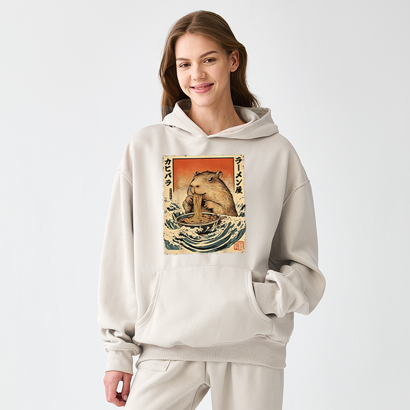 Tokyo-Tiger Hamster Eating Ramen Aldult Fleece Hoodie