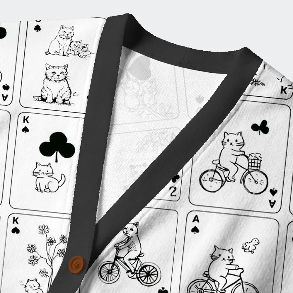 Tokyo-Tiger Cats On Playing Cards Ugly Cardigan Sweater