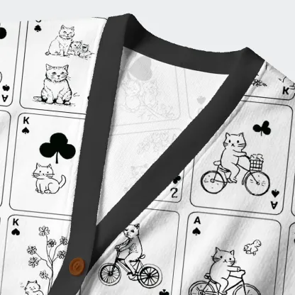 Tokyo-Tiger Cats On Playing Cards Ugly Cardigan Sweater