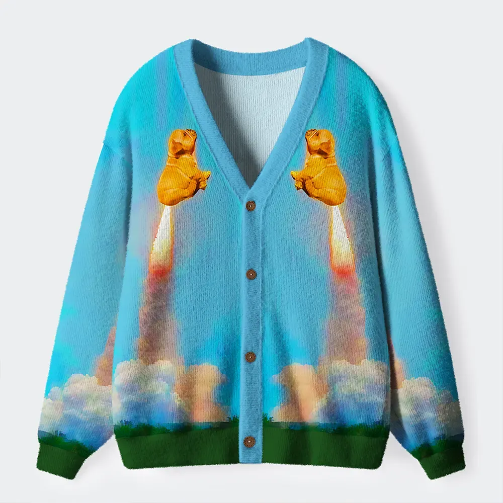 Tokyo-Tiger Funny Dog：Goodbye Earth Hello Chaos Ugly Cardigan Sweater