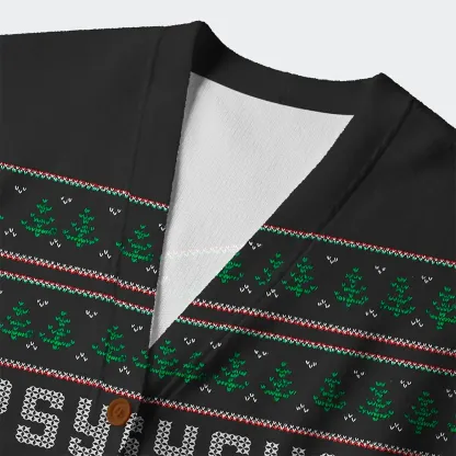 Tokyo-Tiger Overstimulated but Festive Ugly Cardigan Sweater