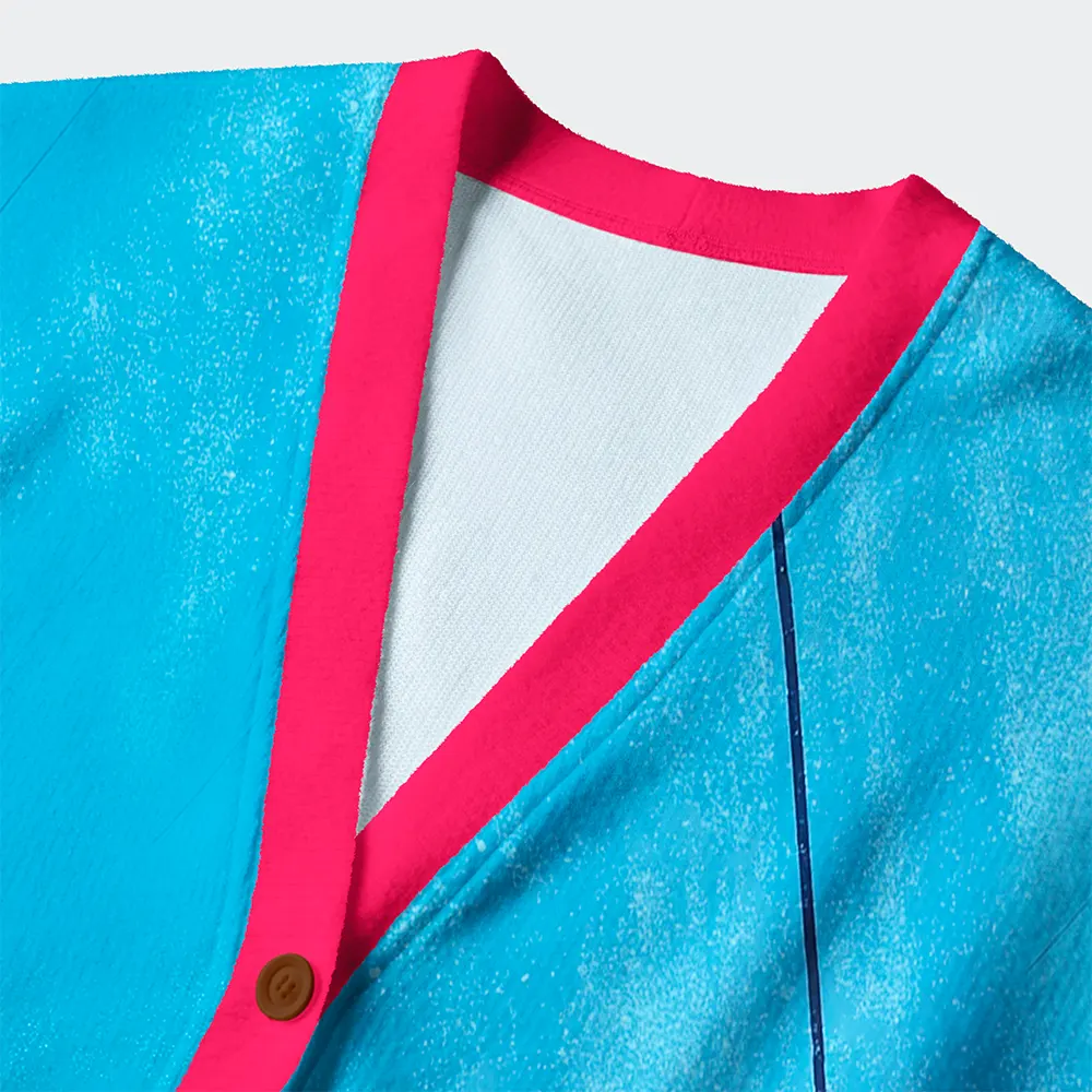 Tokyo-Tiger The Art Of Skiing Chaos Ugly Cardigan Sweater