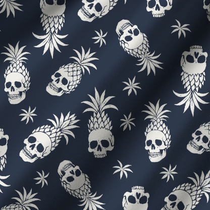 Tokyo-Tiger Pineapple Skull Cuban Collar Shirt