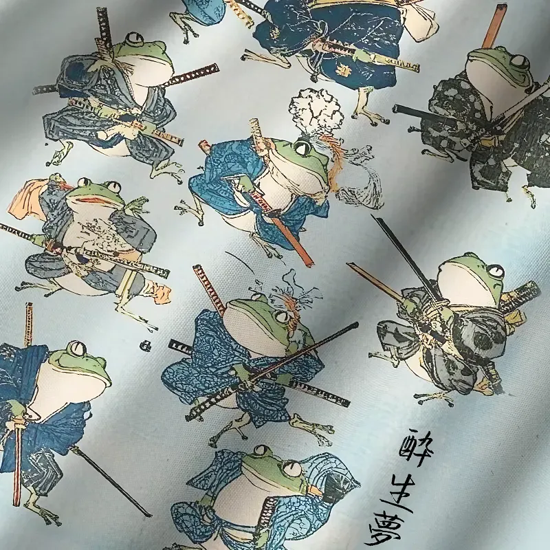 Tokyo-Tiger Frog Samurai Cuban Collar Shirt