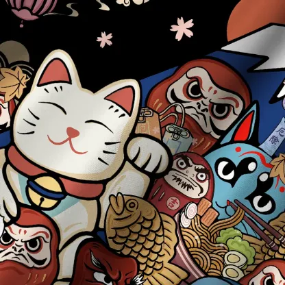 Tokyo-Tiger Traditional Japanese Elements Cuban Collar Shirt