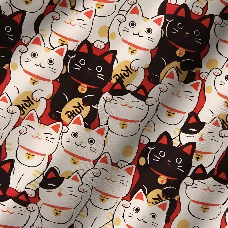 Tokyo-Tiger Lucky Cat Cuban Collar Shirt