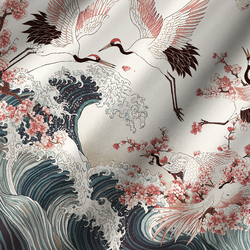 Tokyo-Tiger Cranes Dancing On The Waves Button-up Shirt