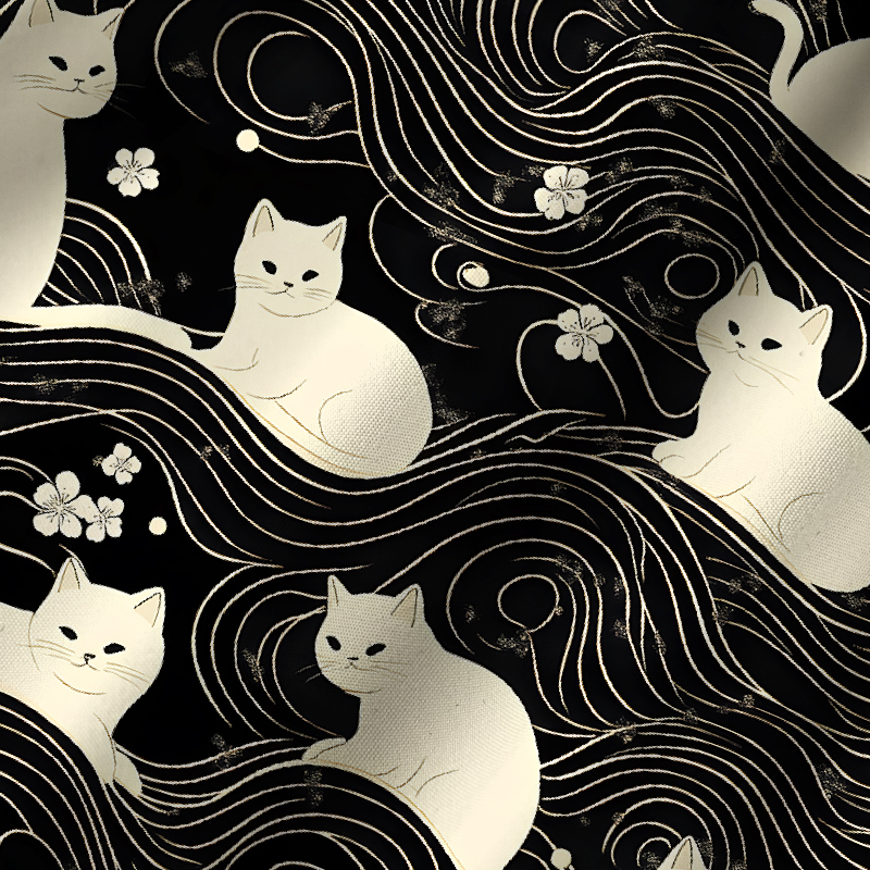 Tokyo-Tiger Mysterious Cat Cuban Collar Shirt