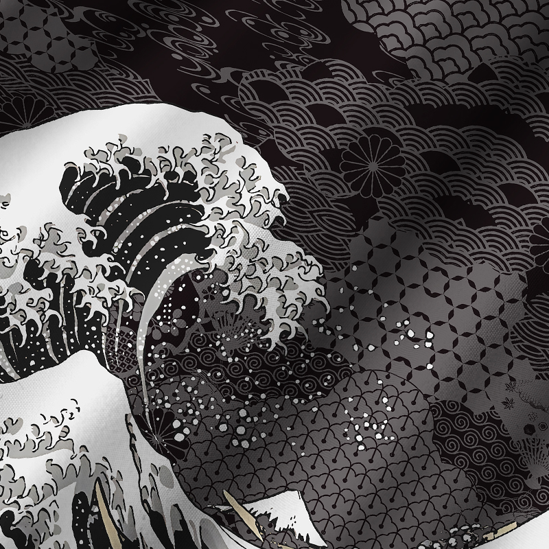 Tokyo-Tiger Great Wave Off Fuji Cuban Collar Shirt