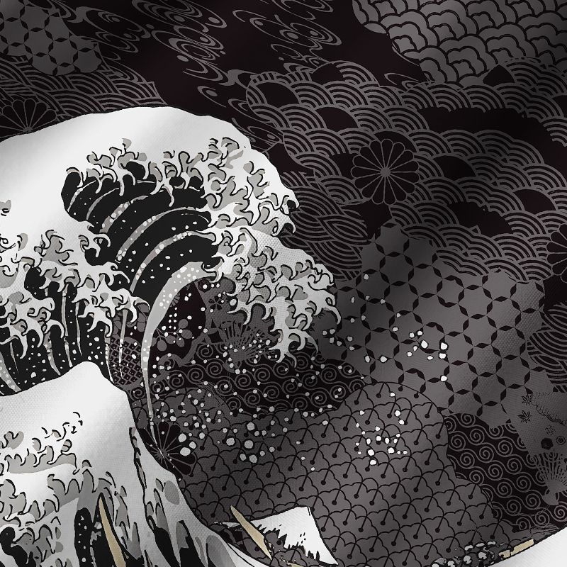 Tokyo-Tiger Great Wave Off Fuji Cuban Collar Shirt