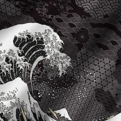 Tokyo-Tiger Great Wave Off Fuji Cuban Collar Shirt