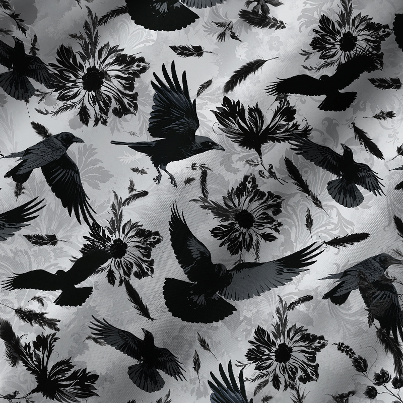 Tokyo-Tiger Crows Amongst Blossoms Cuban Collar Shirt