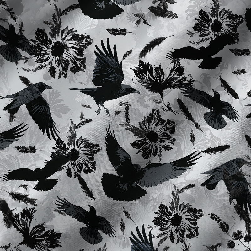 Tokyo-Tiger Crows Amongst Blossoms Cuban Collar Shirt