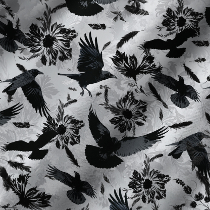 Tokyo-Tiger Crows Amongst Blossoms Cuban Collar Shirt