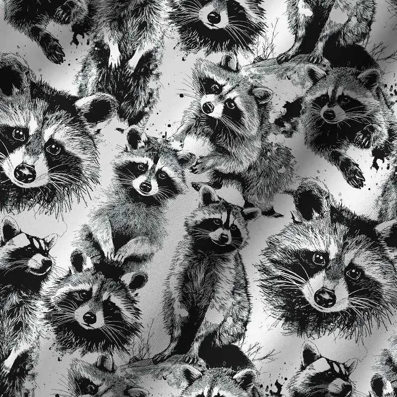 Tokyo-Tiger Playful Raccoon White Cuban Collar Shirt