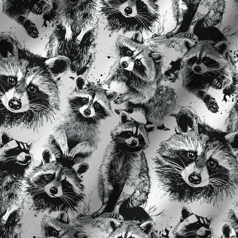 Tokyo-Tiger Playful Raccoon White Cuban Collar Shirt