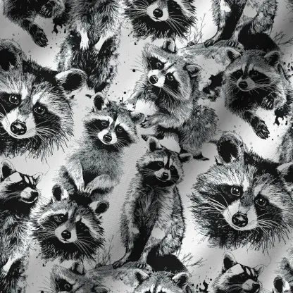 Tokyo-Tiger Playful Raccoon White Cuban Collar Shirt