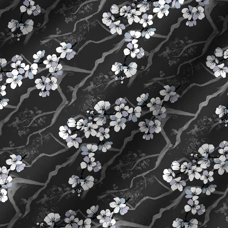 Tokyo-Tiger Sakura With Branches Cuban Collar Shirt